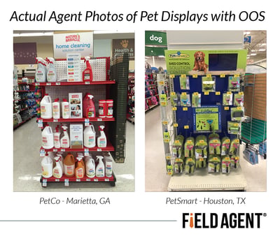 Actual Agent Photos of Pet Displays with Out of Stocks 
