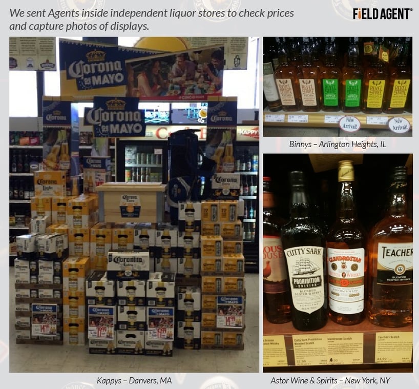 We sent Agents inside independent liquor stores to check prices and capture photos of displays.