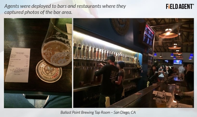 Agents were deployed to bars and restaurants where they captured photos of the bar area.