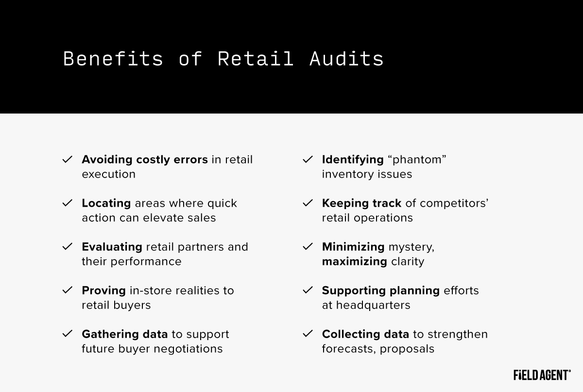 Benefits of retail audits include avoiding costly errors at-retail and locating areas where quick action can elevate sales