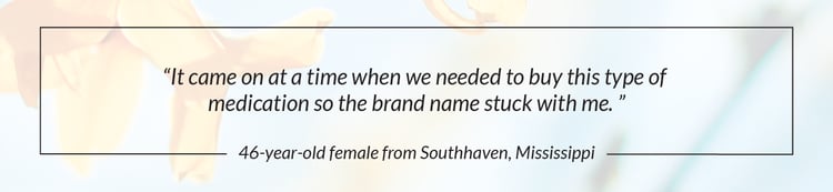 "It came on at a time when we needed to buy this type of medication so the brand name stuck with me." - 46 year-old from Southhaven, Mississippi